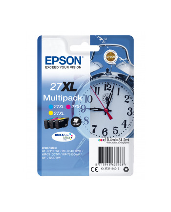 EPSON 27XL ink cartridge cyan, magenta and yellow high capacity 3x10.4ml 3x1.100 pages combopack RF-AM blister - DURABrite nr 1