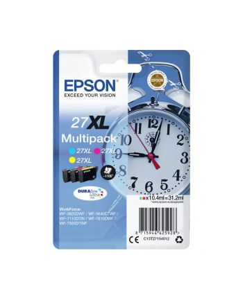 EPSON 27XL ink cartridge cyan, magenta and yellow high capacity 3x10.4ml 3x1.100 pages combopack RF-AM blister - DURABrite nr 2