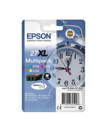 EPSON 27XL ink cartridge cyan, magenta and yellow high capacity 3x10.4ml 3x1.100 pages combopack RF-AM blister - DURABrite
