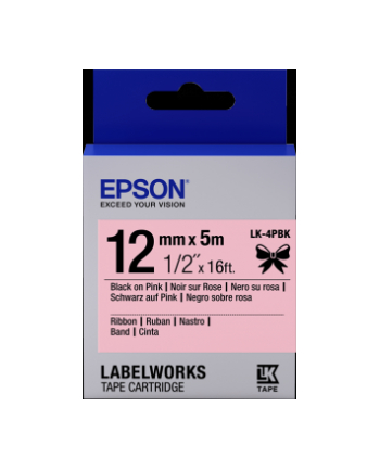 EPSON Label Cartridge Satin Ribbon LK-4PBK Black/Pink 12mm (5m)