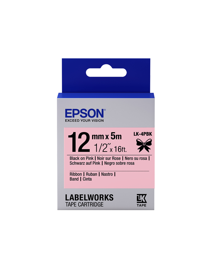 EPSON Label Cartridge Satin Ribbon LK-4PBK Black/Pink 12mm (5m) główny