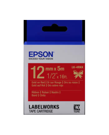 EPSON LK4RKK Label Cartridge Satin Ribbon Gold/Red 12/5