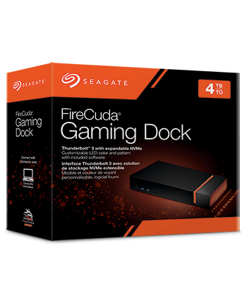 SEAGATE FireCuda Gaming Dock 4TB HDD Thunderbolt3 RJ45 Ethernet USB3.1 Gen2 Hub M.2 NVMe SSD slot Retail
