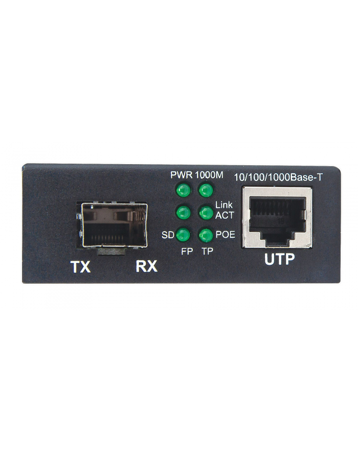 ic intracom INTELLINET 508216 Intellinet Gigabit PoE+ Media konwerter 1x1000Base-T RJ45 na 1xSFP PoE+ Injector główny