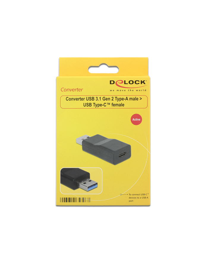 DELOCK 65696 Delock Konwerter USB 3.1 męski - USB Type-C, wtyk żeński, aktywny, czarny główny