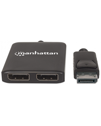 ic intracom MANHATTAN DisplayPort to 2-Port DP Splitter Hub with MST 4K30Hz USB Power Video Wall Function black