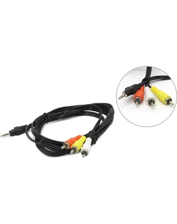 GEMBIRD CCA-4P2R-2M Gembird kabel audio JACK 3,5mm (4-pin) M / 3x RCA (CINCH) M, 2M, czarny główny