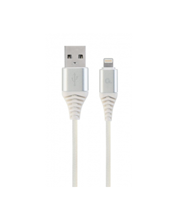 GEMBIRD CC-USB2B-AMLM-1M-BW2 Gembird Kabel Premium USB 2.0 do 8-pin (metalowe wtyki,oplot) 1m, srebrny/biały