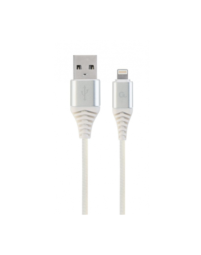 GEMBIRD CC-USB2B-AMLM-1M-BW2 Gembird Kabel Premium USB 2.0 do 8-pin (metalowe wtyki,oplot) 1m, srebrny/biały główny