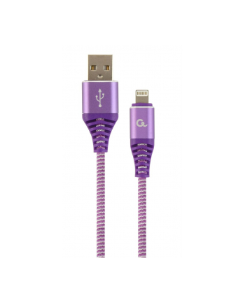 GEMBIRD CC-USB2B-AMLM-2M-PW Gembird Kabel Premium USB 2.0 do 8-pin (metalowe wtyki,oplot) 2m, fiolet/biały