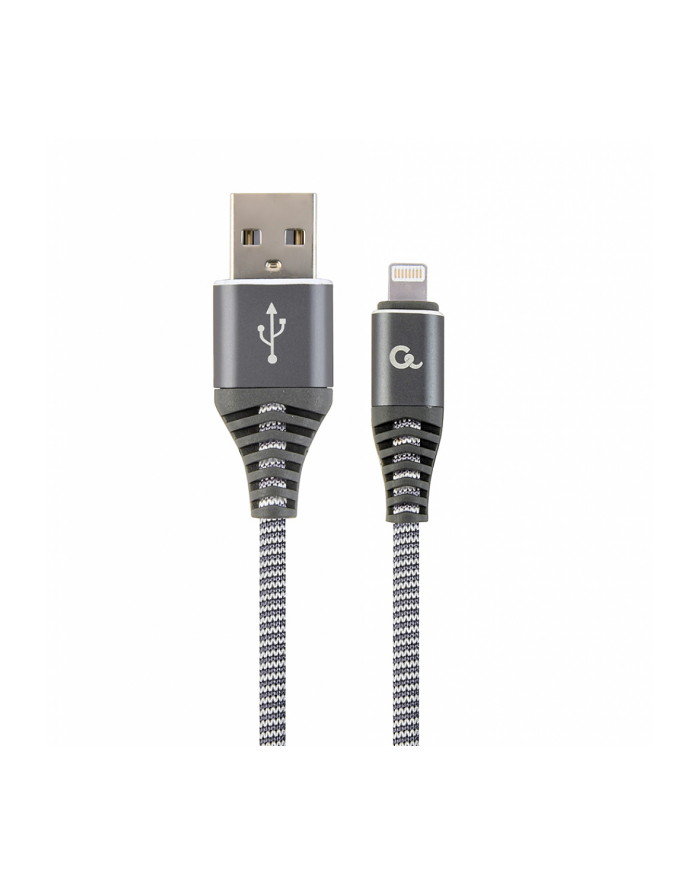 GEMBIRD CC-USB2B-AMLM-2M-WB2 Gembird Kabel Premium USB 2.0 do 8-pin (metalowe wtyki,oplot) 2m, szary/biały główny