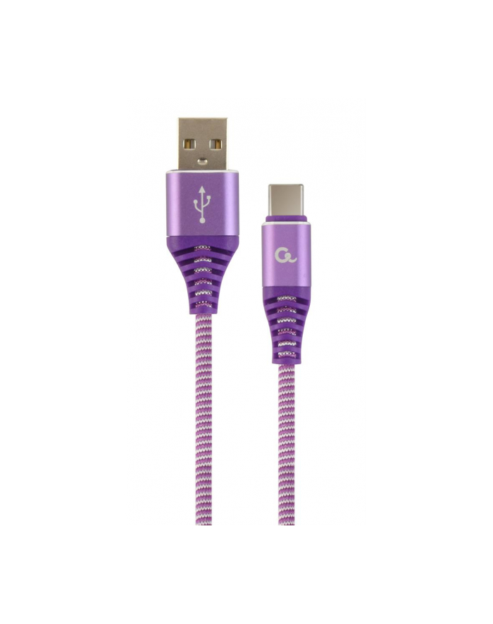 GEMBIRD CC-USB2B-AMCM-2M-PW Gembird premium kabel USB-C 2.0 (AM/CM) metalowe wtyki, oplot, 2m, fiolet/biały główny