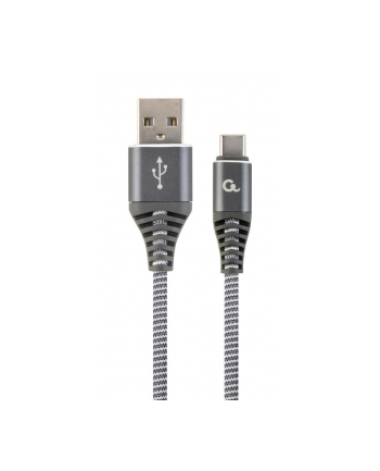 GEMBIRD CC-USB2B-AMCM-2M-WB2 Gembird premium kabel USB-C 2.0 (AM/CM) metalowe wtyki, oplot, 2m, szary/biały