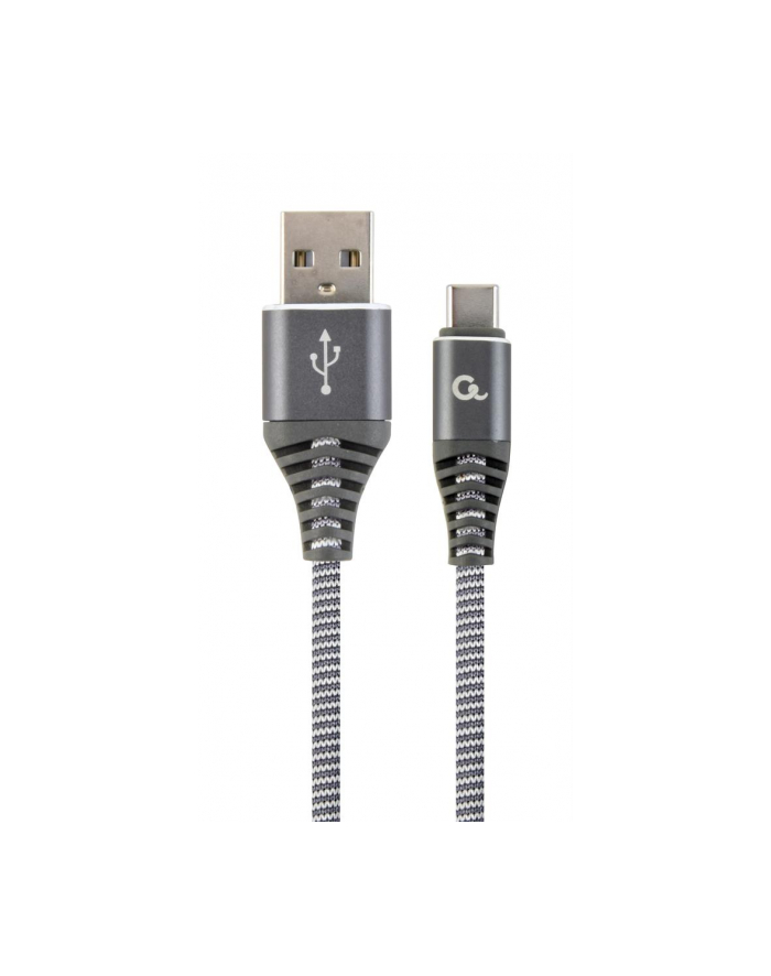 GEMBIRD CC-USB2B-AMCM-2M-WB2 Gembird premium kabel USB-C 2.0 (AM/CM) metalowe wtyki, oplot, 2m, szary/biały główny