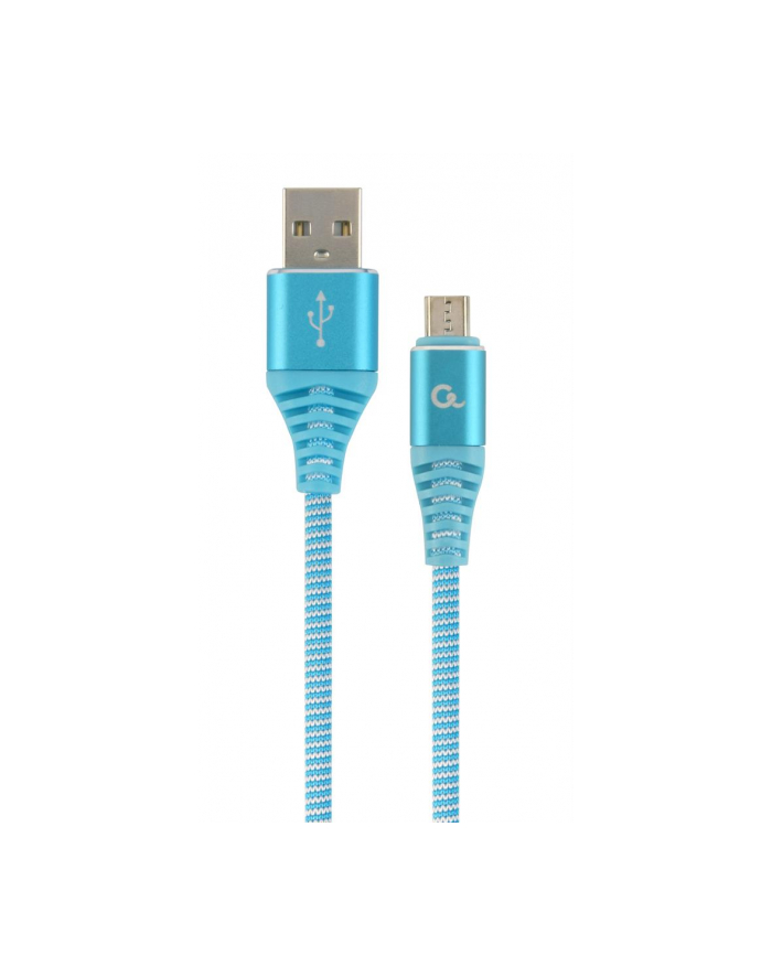 GEMBIRD CC-USB2B-AMmBM-1M-VW Gembird premium kabel micro USB 2.0 AM-MBM5P(metalowe wtyki,oplot) 1m,turkus/bia główny