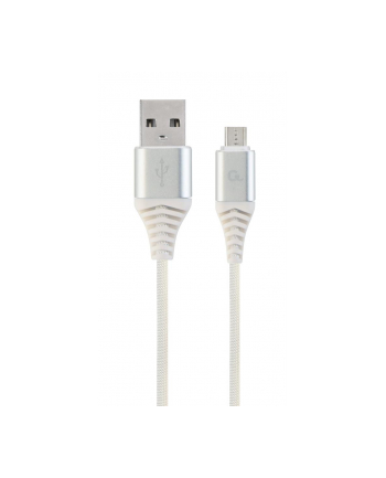 GEMBIRD CC-USB2B-AMmBM-2M-BW2 Gembird premium kabel micro USB 2.0 AM-MBM5P(metalowe wtyki,oplot) 2m,srebrn/bia