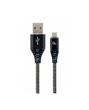 GEMBIRD CC-USB2B-AMmBM-2M-BW Gembird premium kabel micro USB 2.0 AM-MBM5P(metalowe wtyki,oplot) 2m,czarny/bia