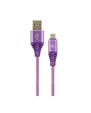 GEMBIRD CC-USB2B-AMmBM-2M-PW Gembird premium kabel micro USB 2.0 AM-MBM5P(metalowe wtyki,oplot) 2m,fiolet/bia