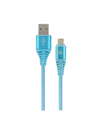 GEMBIRD CC-USB2B-AMmBM-2M-VW Gembird premium kabel micro USB 2.0 AM-MBM5P(metalowe wtyki,oplot) 2m,turkus/bia