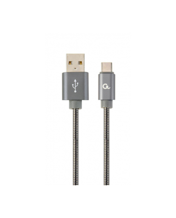 GEMBIRD CC-USB2S-AMCM-1M-BG Gembird kabel USB-C 2.0 (AM/CM) metalowe wtyki, oplot spiralny, 1m,szary metalik