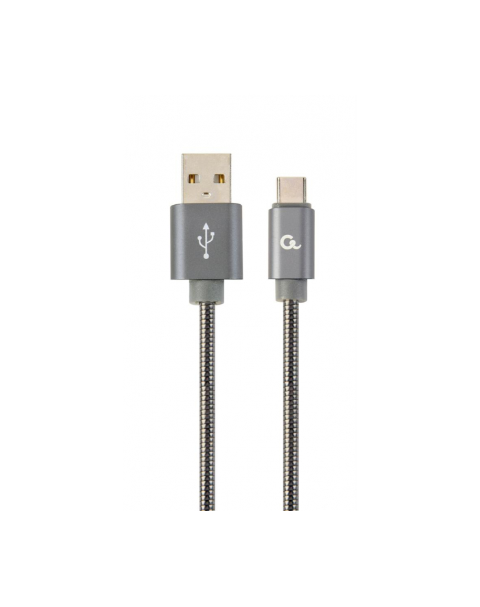 GEMBIRD CC-USB2S-AMCM-1M-BG Gembird kabel USB-C 2.0 (AM/CM) metalowe wtyki, oplot spiralny, 1m,szary metalik główny