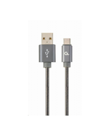 GEMBIRD CC-USB2S-AMCM-1M-BG Gembird kabel USB-C 2.0 (AM/CM) metalowe wtyki, oplot spiralny, 1m,szary metalik