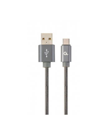 GEMBIRD CC-USB2S-AMCM-2M-BG Gembird kabel USB-C 2.0 (AM/CM) metalowe wtyki, oplot spiralny, 2m,szary metalik