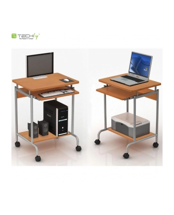 TECHLY 305694 Techly Biurko komputerowe Compact 600x450 z półką na klawiaturę buk/srebrne
