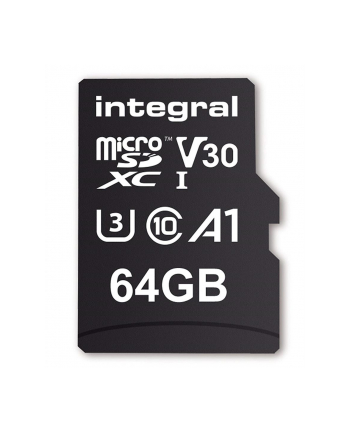 integral memory plc INTEGRAL INMSDX64G-100/70V30 Integral 64GB MICRO SDXC 70V30, R:100MB/s W:70MB/s U3 V30 + ADAPTER
