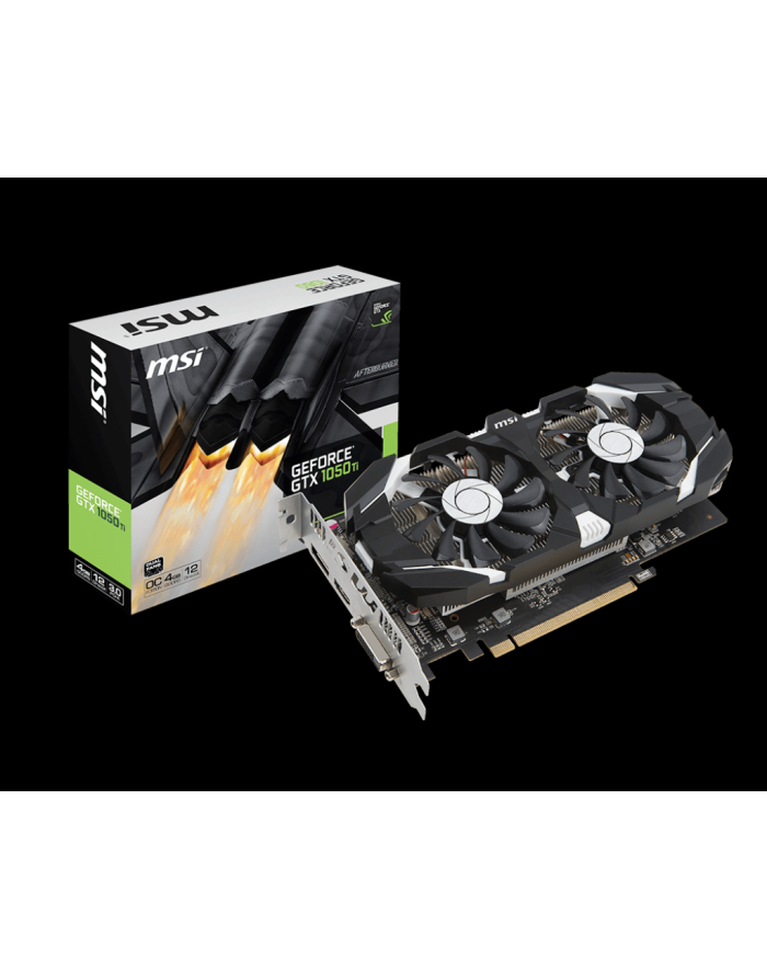 MSI GTX 1050 Ti 4GT OC MSI GeForce GTX 1050 Ti 4GT OC, 4GB, DisplayPort, HDMI, Dual-link DVI-D główny