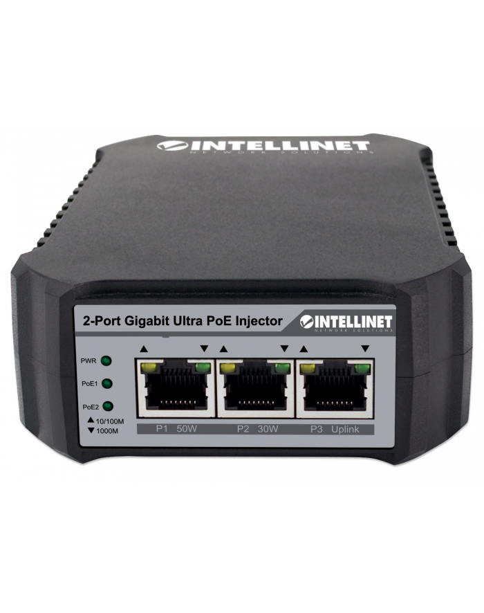 intellinet network solutions INTELLINET 561488 Intellinet Adapter zasilacz Ultra PoE 802.3at/af, 2 porty RJ45 GIGABIT, 30W/50W główny