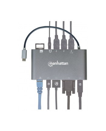 MANHATTAN 152808 Manhattan USB-C 3.1 multiport adapter -> HDMI/MiniDP/VGA/3x USB-A/USB-C PD/RJ45