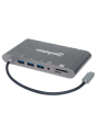 MANHATTAN 152808 Manhattan USB-C 3.1 multiport adapter -> HDMI/MiniDP/VGA/3x USB-A/USB-C PD/RJ45 - nr 50