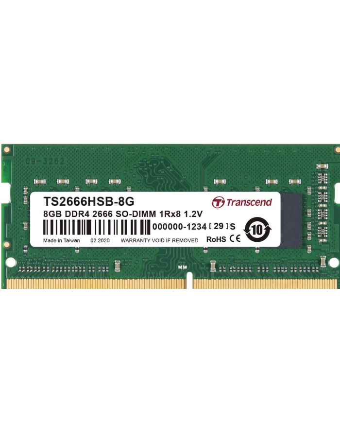 TRANSCEND 8GB DDR4 2666Mhz SO-DIMM 1Rx8 1Gx8 CL19 1.2V główny