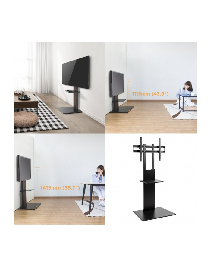 MACLEAN MC-865 Professional Modern TV Floor Stand with a Shelf for 37in - 70in Screens max load 40kg max VESA 600x400 Adjustable główny