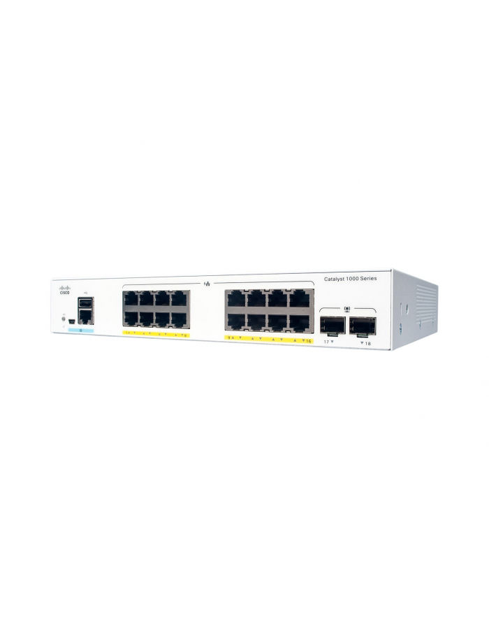 CISCO Catalyst 1000 16-Port Gigabit PoE+ PoE Budget 240W 2 x 1G SFP Uplinks LAN Base główny