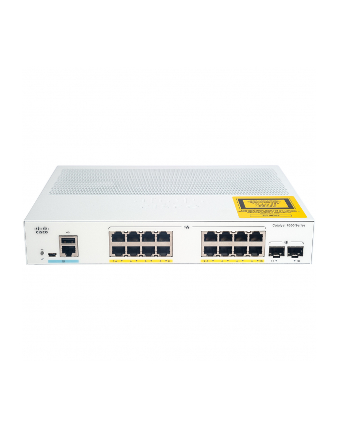 CISCO Catalyst 1000 16-Port Gigabit PoE+ PoE Budget 120W 2 x 1G SFP Uplinks LAN Base with external power supply główny