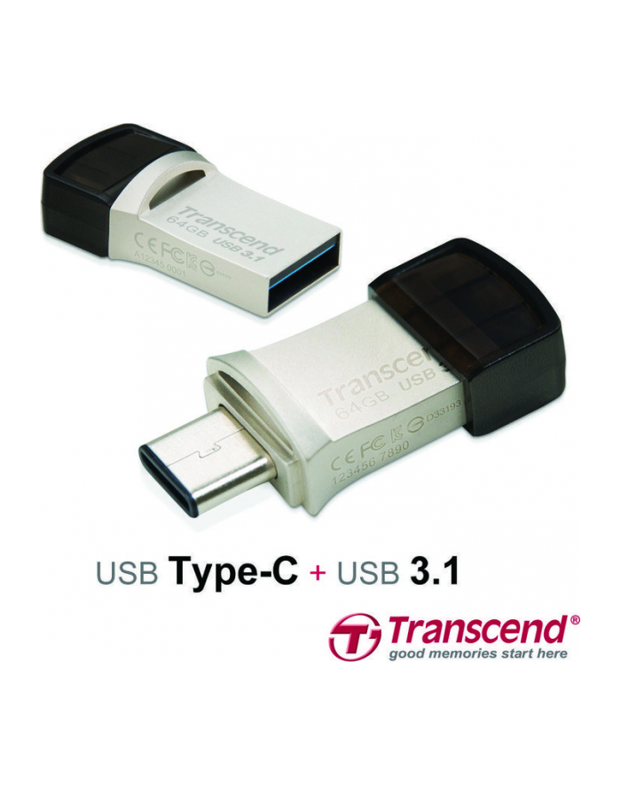 TRANSCEND 128GB USB3.0 Pen Drive OTG Type A&C Silver główny