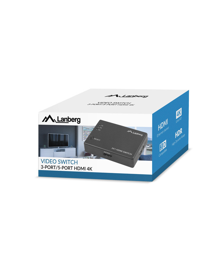 lanberg Switch video 3 x HDMI + port micro USB Czarny główny