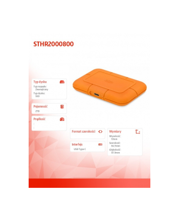 lacie Dysk zewnętrzny Rugged SSD 2TB USB-C STHR2000800