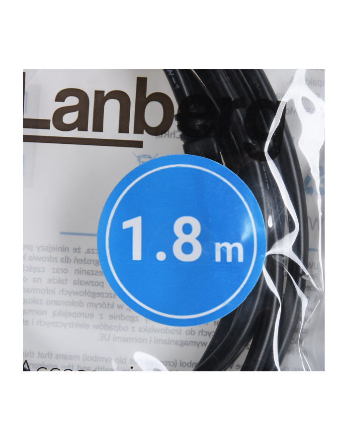lanberg Kabel USB-A M/M 2.0 1.8m Czarny główny