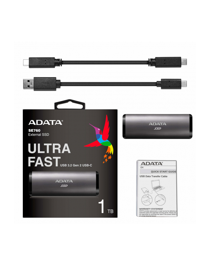 adata Dysk zewnętrzny SSD SE760 1TB USB3.2-A/C Tytanowy główny