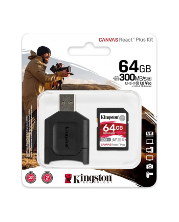 kingston Karta pamięci SD  64GB React Plus 300/260MB/s czytnik MLP