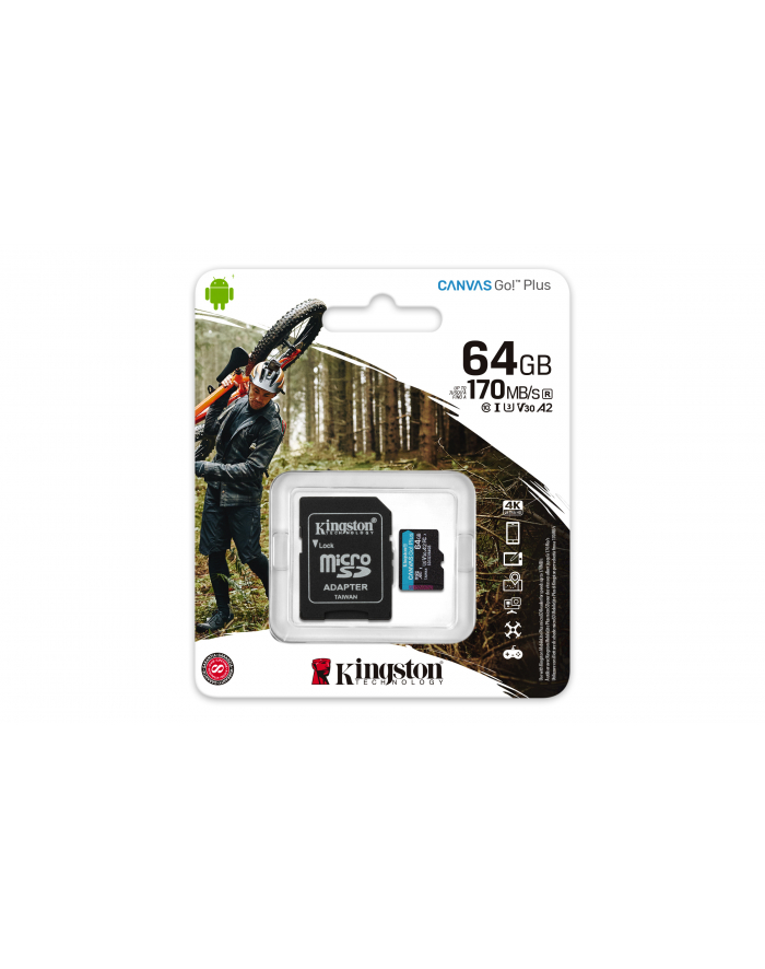 kingston Karta microSD  64GB Canvas Go Plus 170/70MB/s Adapter główny