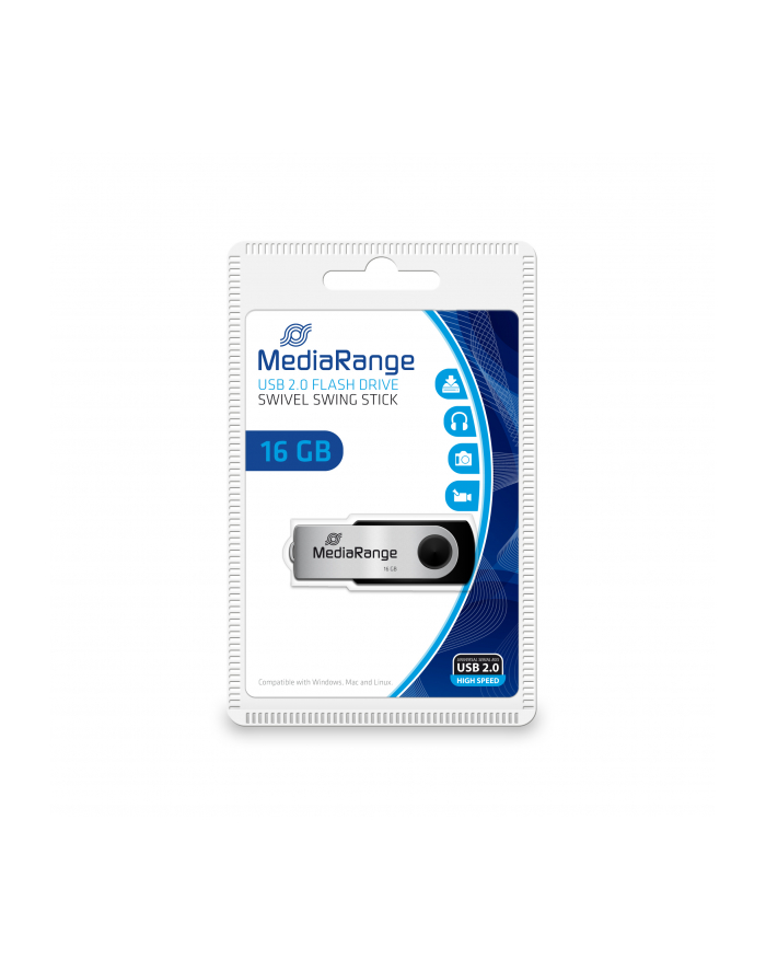 MediaRange Flexi-Drive 16GB USB flash drive (silver / black, USB-A 2.0) główny