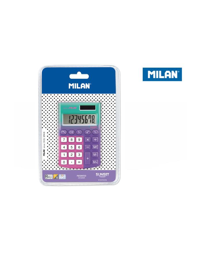 Kalkulator Pocket Sunset zielono-fioletowo-różowy MILAN główny