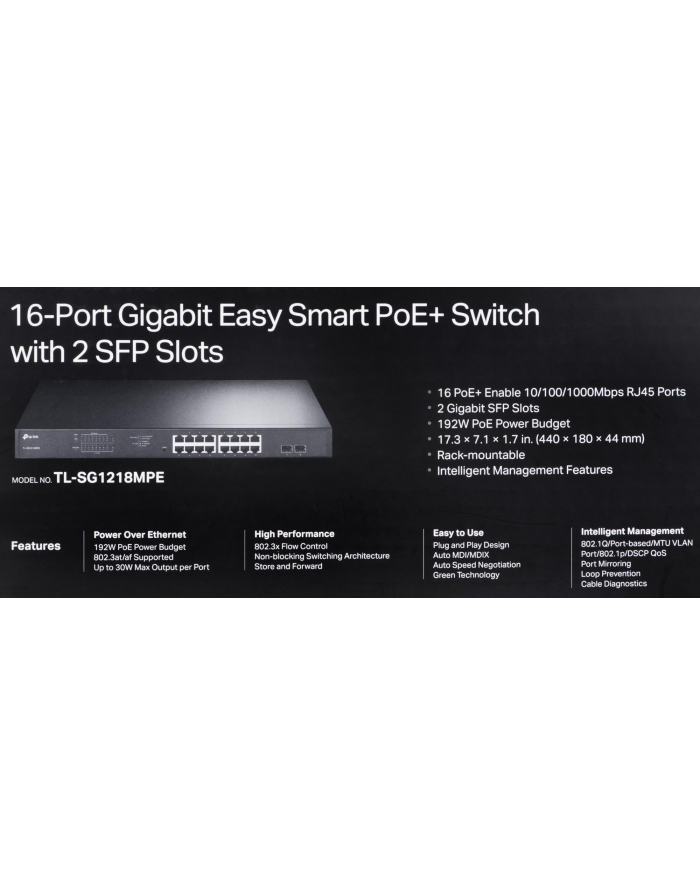 tp-link Przełącznik SG1218MPE 16xGE PoE+ 2xSFP główny