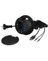 icy box ICYBOX Table Hub 4x USB 3.0 Type-A with Audio in-/output and Schuko Socket CEE 7/3 diameter 80 mm Black - nr 5