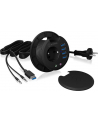 icy box ICYBOX Table Hub 4x USB 3.0 Type-A with Audio in-/output and Schuko Socket CEE 7/3 diameter 80 mm Black - nr 16
