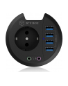 icy box ICYBOX Table Hub 4x USB 3.0 Type-A with Audio in-/output and Schuko Socket CEE 7/3 diameter 80 mm Black - nr 18